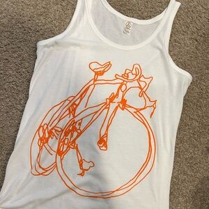 Casual unique tank for the cycling fan! Abstract, artistic bicycle artwork.